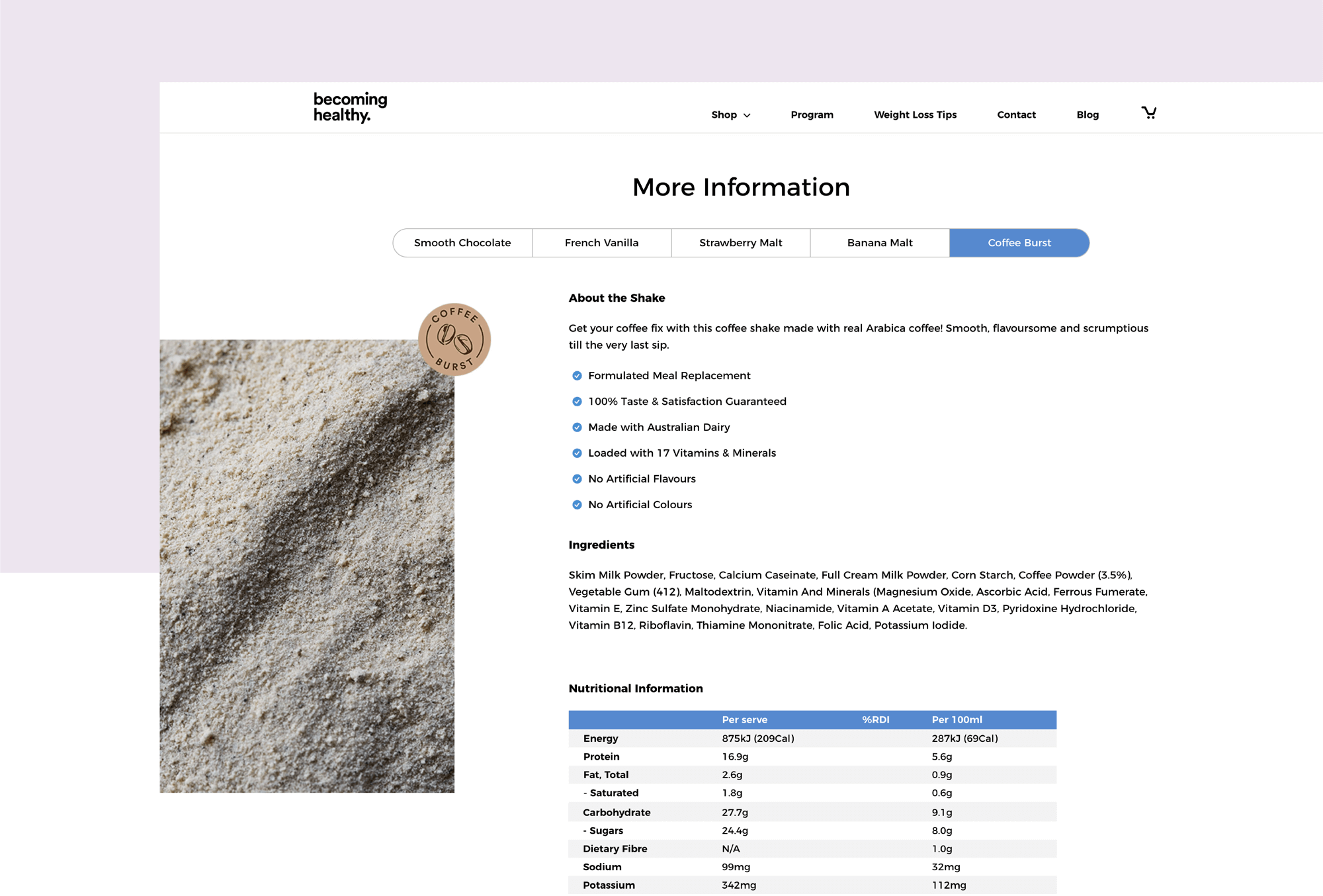 Becoming Healthy desktop view